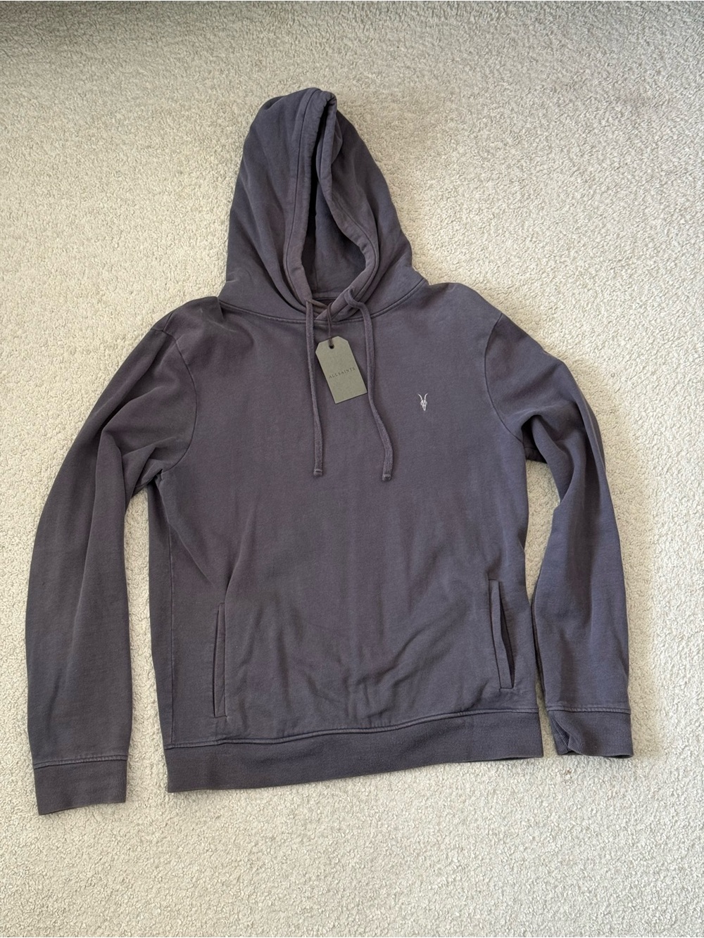 New Men's All Saints Hoodie Sweatshirt in Blue / Gray - Casual Pullover